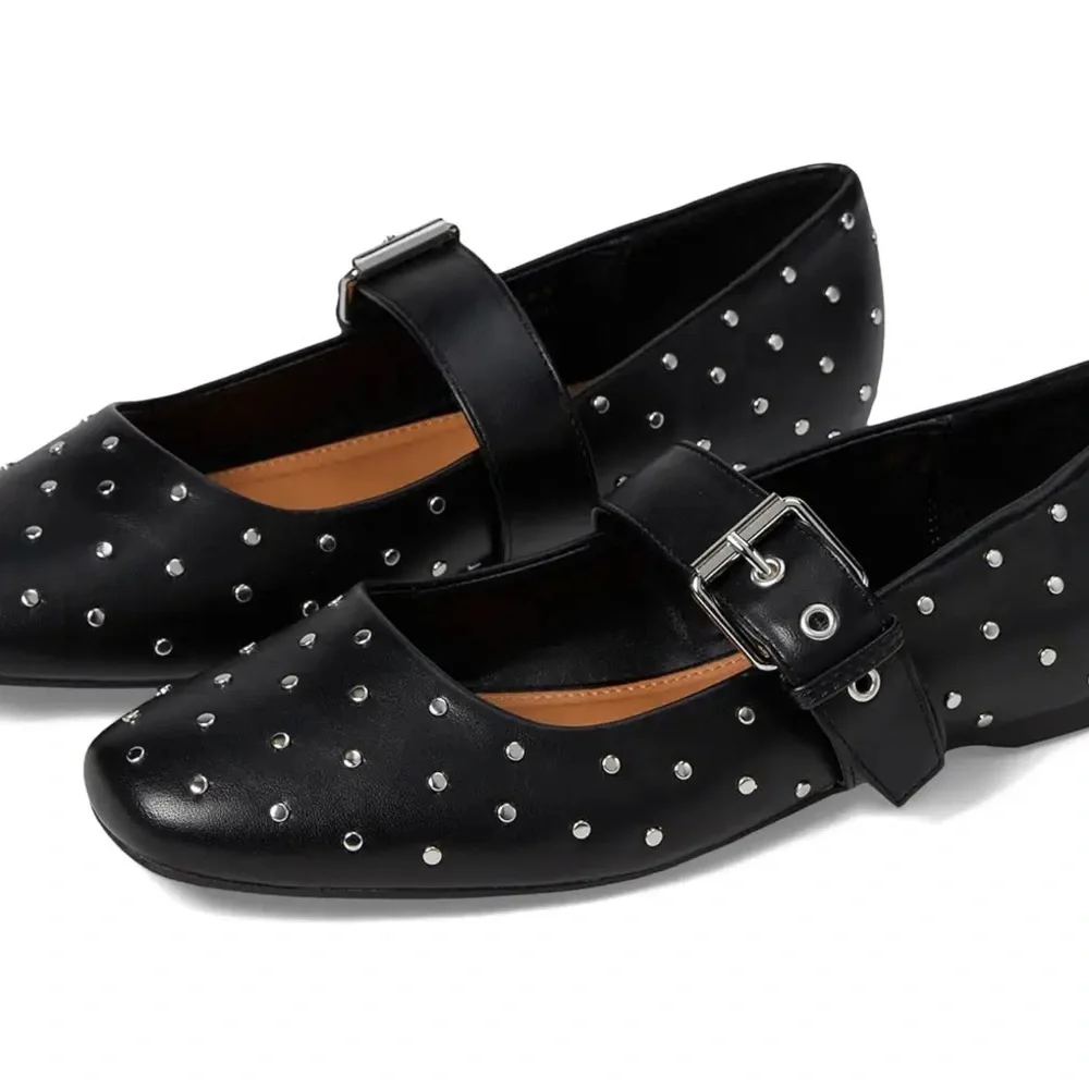 DV by Dolce Vita Black Flats with Silver Studs - Picture 2 of 8